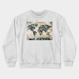 world map floral Crewneck Sweatshirt